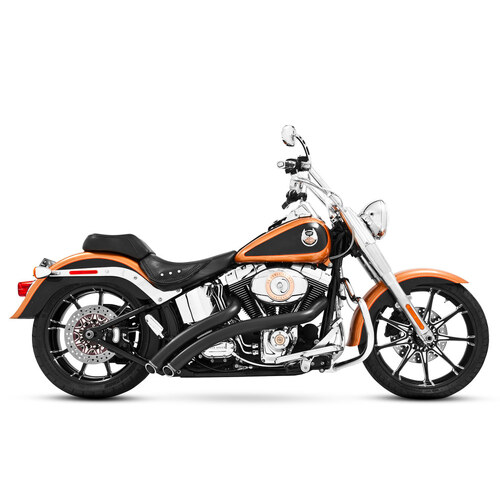 Freedom Performance Exhaust FPE-HD00397 Radical Radius Exhaust System Black w/Black End Caps for Softail 86-17
