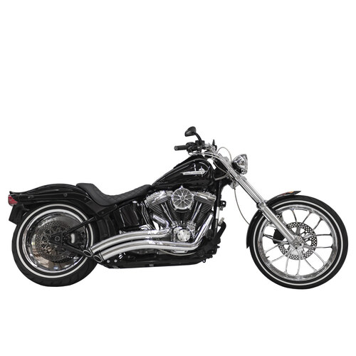 Freedom Performance Exhaust FPE-HD00425 Sharp Curve Radius Exhaust System Chrome w/Black End Caps for Softail 86-17