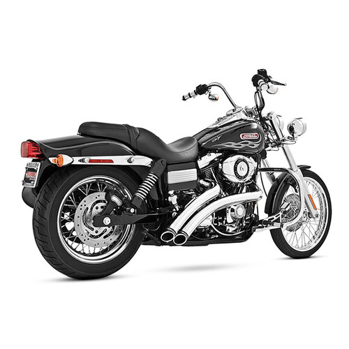 Freedom Performance Exhaust FPE-HD00438 Radical Radius Exhaust System Chrome w/Black End Caps for Dyna 06-17