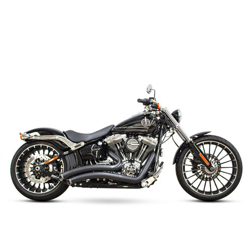 Freedom Performance Exhaust FPE-HD00442 Sharp Curve Radius Exhaust System Black w/Black End Caps for Softail Breakout 13-17/Rocker 08-11