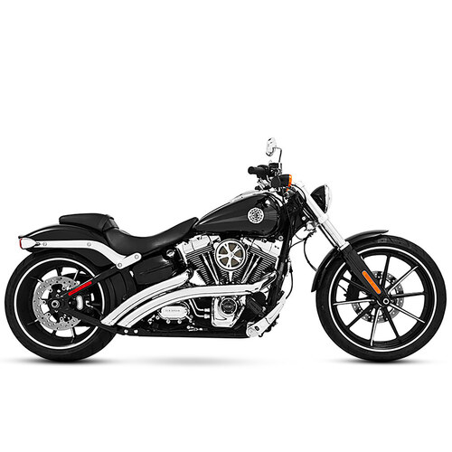 Freedom Performance Exhaust FPE-HD00474 Radical Radius Exhaust System Chrome w/Chrome End Caps for Softail Breakout 13-17/Rocker 08-11