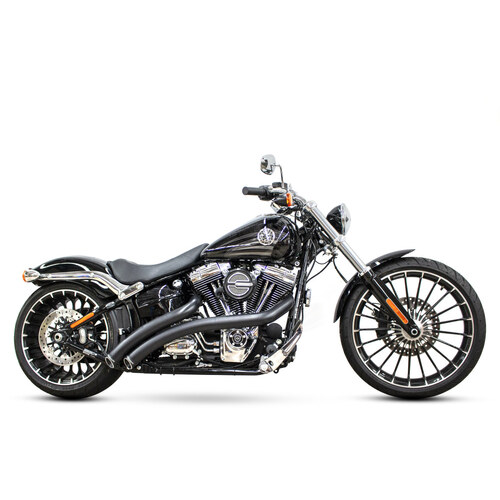 Freedom Performance Exhaust FPE-HD00476 Radical Radius Exhaust System Black w/Black End Caps for Softail Breakout 13-17/Rocker 08-11