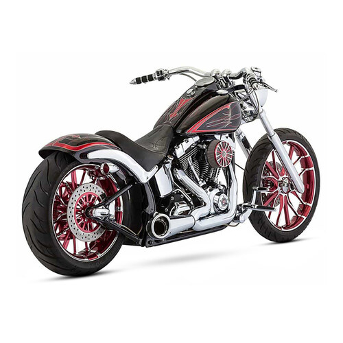 Freedom Performance FPE-HD00525 Turnout 2-1 Exhaust System Chrome w/Black Tip for Softail 86-17
