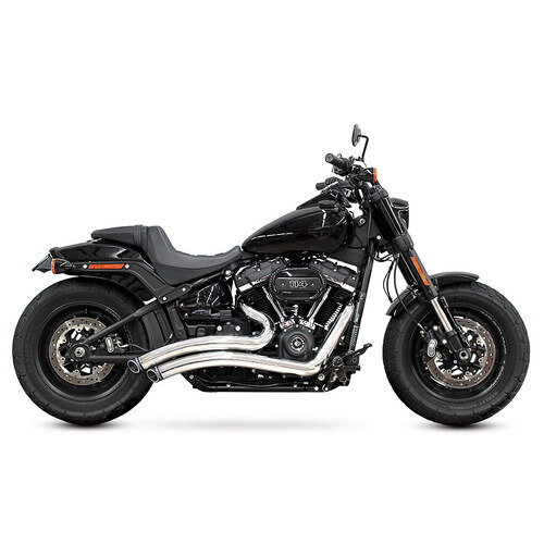 Freedom Performance Exhaust FPE-HD00702 Sharp Curve Radius Exhaust System Chrome w/Black End Caps for Softail 18-Up