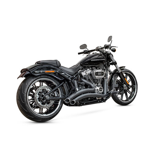 Freedom Performance Exhaust FPE-HD00703 Sharp Curve Radius Exhaust System Black w/Black End Caps for Softail 18-Up