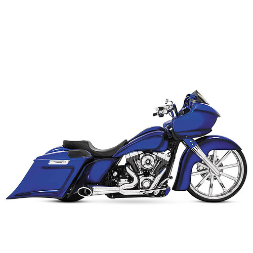 Freedom Performance FPE-HD00847 Turnout 2-1 Exhaust System Chrome w/Black End Cap for Touring FLH 17-Up