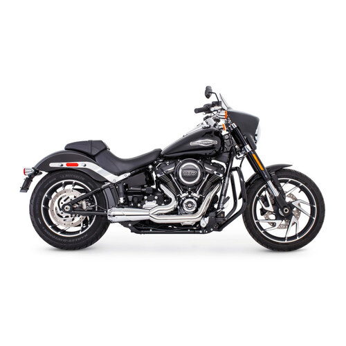 Freedom Performance Exhaust FPE-HD01080 American Outlaw Shorty 2-into-1 Exhaust Chrome w/Chrome End Cap for Softail 18-Up