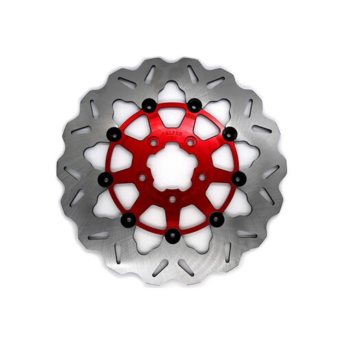Galfer USA GAL-DF681CW-R 11.5" Rear Floating Wave Disc Rotor w/Red Carrier for Big Twin 00-Up/Sportster 00-10