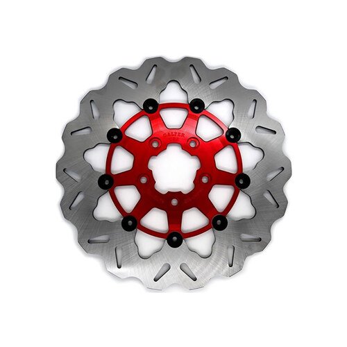 Galfer USA GAL-DF835CW-R 11.8" Front Wave Floating Disc Rotor w/Red Carrier for Dyna 06-17/Softail 15-Up/Sportster 14-Up & some Touring 08-Up
