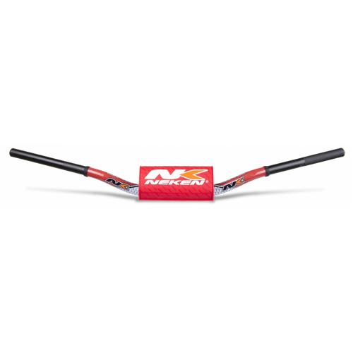Neken Radical Design Handlebar 85cc High (Conical Design/Length 754mm/Height 139mm/Sweep 72mm) White/Red w/Red Pad