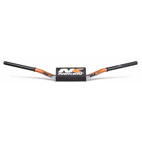 Neken Radical Design Handlebar 85cc Low (Conical Design/Length 754mm/Height 102mm/Sweep 70mm) White/Orange w/Black Pad