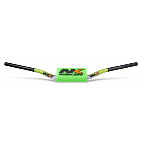 Neken Radical Design Handlebar (Conical Design/Length 815mm/Height 132mm/Sweep 73mm) White/Green w/Fluro Green Pad