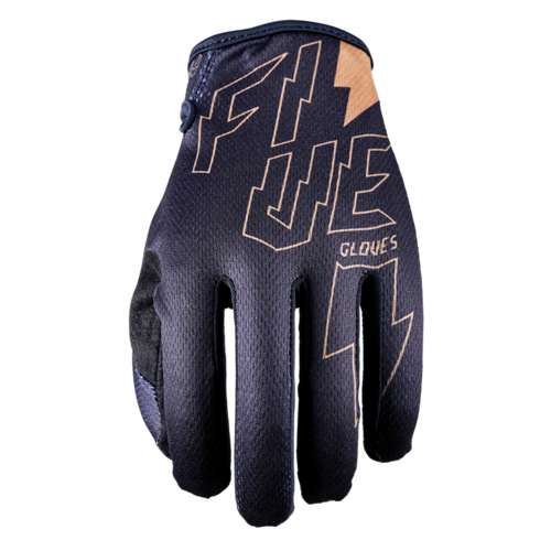 Five MXF4 Thunderbolt Black Gloves [Size:SM]
