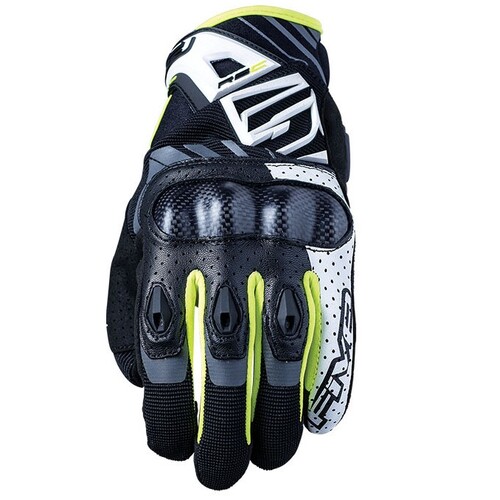 Five RS-C White/Fluro Yellow Gloves [Size:SM]