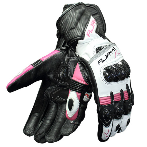 Rjays Long Cobra 2 Carbon Black/Pink/White Womens Gloves [Size:XS]