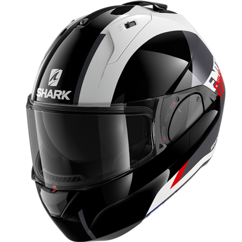 Shark Evo ES Endless White/Black/Red Modular Helmet [Size:XS]