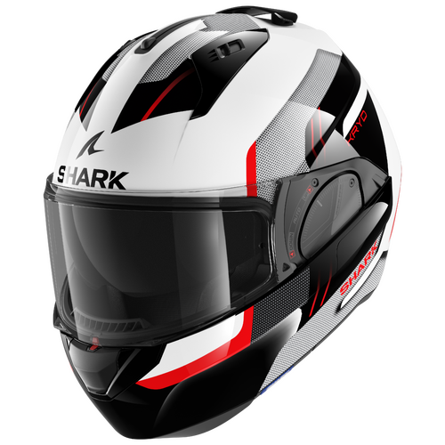 Shark Evo ES Kryd Gloss White/Black/Red Modular Helmet [Size:XS]