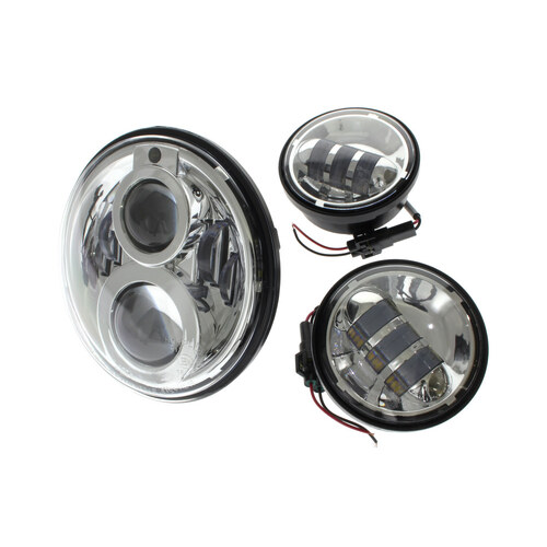 Hoglights HOG-5590AB-CHR 7" HeadLight & 4.5" Passing Lamp Bundle Chrome for most H-D w/7" Headlights & 4.5" Passing Lamps