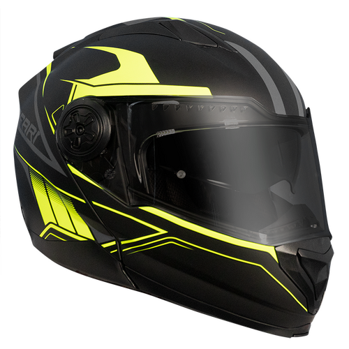 RXT 909 Flip-Up Matte Black/Fluro Yellow Helmet [Size:SM]