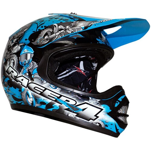 RXT Racer 4 Blue Kids Helmet [Size:MD]