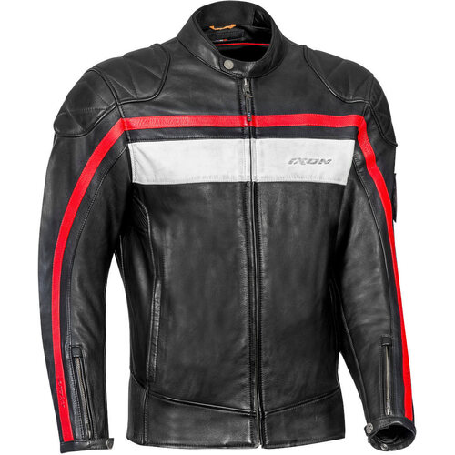 Ixon Pioneer Black/White/Red Leather Jacket [Size:SM]