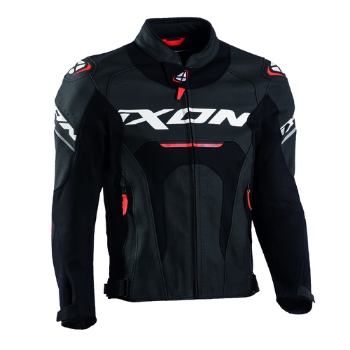 Ixon Jackal Black/White/Red Leather Jacket [Size:SM]