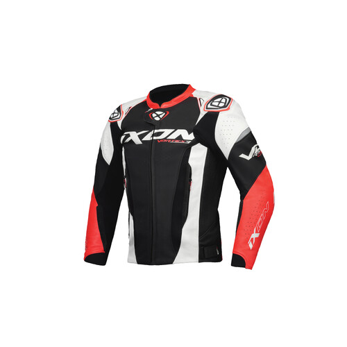 Ixon Vortex 3 Black/White/Red Leather Jacket [Size:SM]