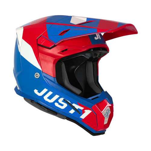 Just1 J22 Adrenaline Gloss Carbon/Red/Blue/White Helmet [Size:XS]