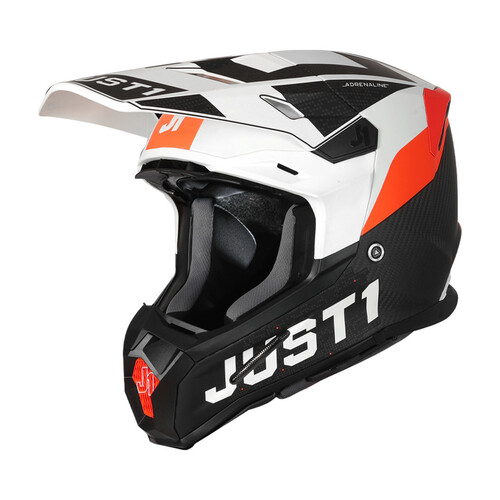 Just1 J22 Adrenaline Matte Carbon/Orange/White Helmet [Size:XS]
