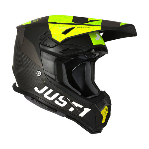 Just1 J22 Adrenaline Matte Carbon/Black/Fluro Yellow Helmet [Size:XS]