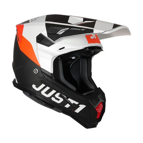 Just1 J22 Adrenaline Matte Carbon/Orange/White Youth Helmet [Size:MD]