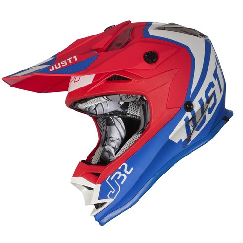 Just1 J32 Vertigo Matte Blue/White/Red Youth Helmet [Size:SM]