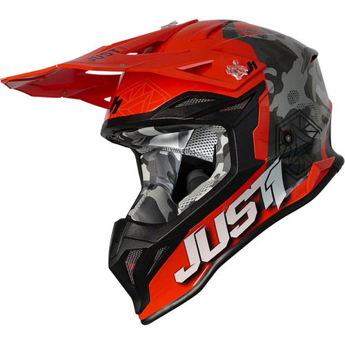 Just1 J39 Kinetic Gloss Grey Camo/Fluro Orange Helmet [Size:XS]
