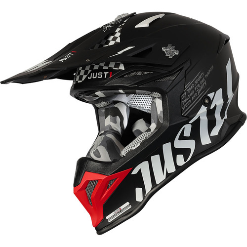 Just1 J39 Rock Matte Red/White/Black Helmet [Size:XS]