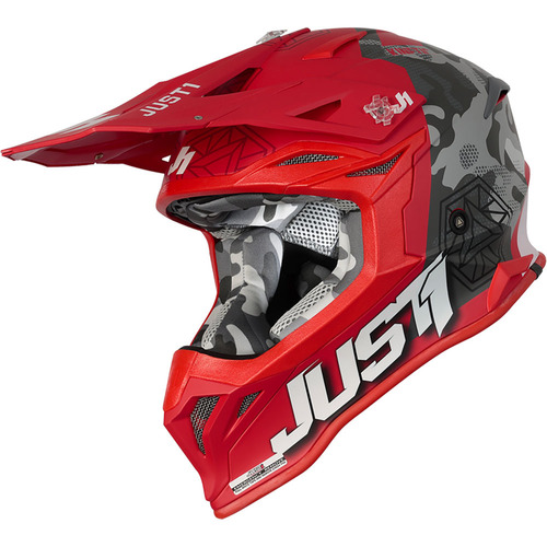 Just1 J39 Kinetic Matte Grey Camo/Red Helmet [Size:XS]