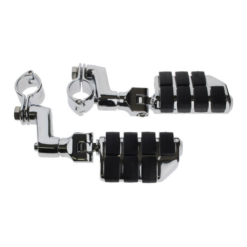 Kuryakyn K7993 ISO Dually FootPegs w/Offset 1-1/4" Magnum Quick Clamps Chrome