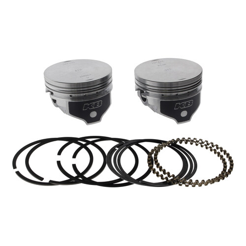 Keith Black Pistons KB410.010 +.010" Flat Top Pistons w/9.1:1 Compression Ratio for Sportster 86-03 w/Big Bore 883cc to 1200cc Conversion