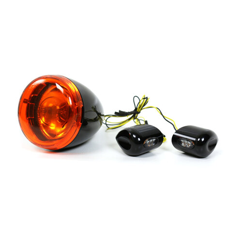 Kodlin KM-K68459 Front Turn Signals Mini Elypse Amber Smoked Black for FLTR 15-Up/Low Rider ST 22-Up