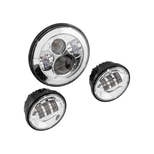 Letric Lighting Co LLC-LHK-7C 7" Headlight & 4.5" Passing Lamp Insert Bundle Chrome for Harley-Davidson w/7" Headlights & 4.5" Passing Lamps