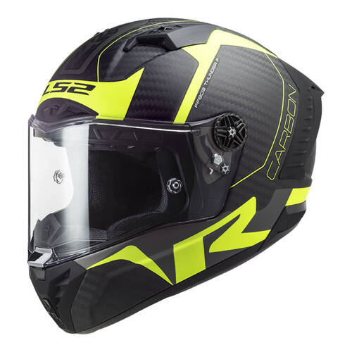 LS2 FF805C Thunder Racing 1 Carbon Matte Hi-Vis/Yellow Helmet [Size:XS]
