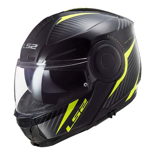 LS2 FF902 Scope Skid Flip Front Black/Hi-Vis Yellow Helmet [Size:SM]