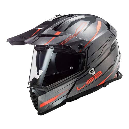 LS2 MX436 Pioneer Evo Knight Titanium/Fluro Orange Helmet [Size:LG]