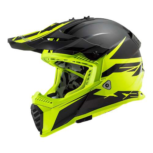 LS2 MX437 Fast Evo Roar Matte Black/Hi-Vis Yellow Helmet  [Size:XS]
