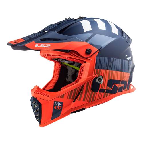 LS2 MX437 Fast Evo Xcode Matte Blue/Orange Helmet [Size:XS]