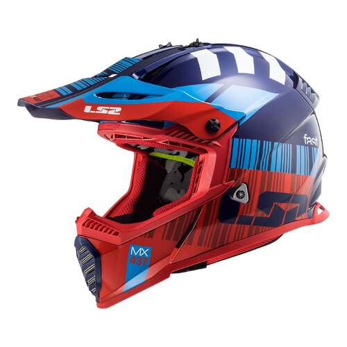 LS2 MX437 Fast Evo Xcode Red/Blue Helmet [Size:XS]