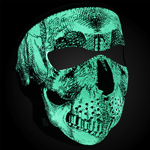 Zanheadgear Full Face Neoprene Mask New Glow In The Dark Skull
