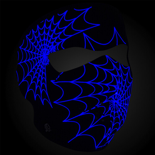 Zanheadgear Full Face Neoprene Mask Glow In The Dark Spider Webs