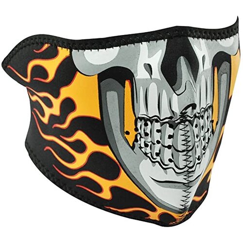 Zanheadgear Half Face Neoprene Mask Burning Skull Mask