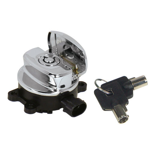 V-Factor 15019 Chrome Ignition Switch Fits Softail 2011-17 Road King 2014-up & Most Dyna Models 2012-17 Oem 71517-11