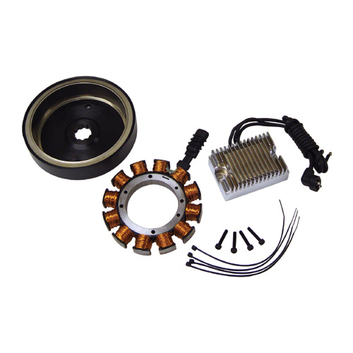V-Factor 17850 Charging Kit with Chrome Regulator Big Twin 1970-99 32Amp Suitable for custom use e.g Bikes with Belt Drive